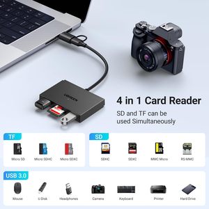 UGREEN 4 in 1 Pembaca Kartu <span class=keywords><strong>SD</strong></span> USB C & Adaptor OTG dengan Slot Kartu <span class=keywords><strong>SD</strong></span>, TF dan 2 Port USB 3.0 5Gbps untuk MacBook - Product Image 2