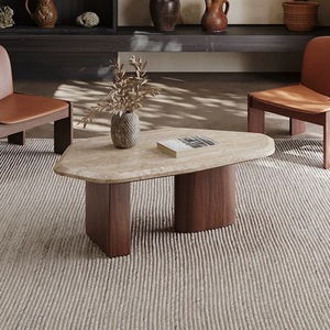 <span class=keywords><strong>Table</strong></span> basse nordique en bois massif <span class=keywords><strong>Table</strong></span> à thé en marbre de Style Wabi-sabi Salon Maison <span class=keywords><strong>Table</strong></span> basse en ardoise de noyer noir - Product Image 2