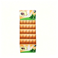 Présentoir Tropical Ondulé Personnalisable Multi-emplacements FSC pour Supermarché, Snacks de Noix de Coco, Merchandising FSDU