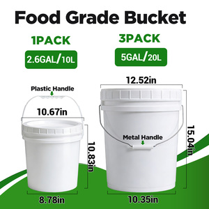 Conteneur en plastique de qualité alimentaire <span class=keywords><strong>avec</strong></span> bouchon <span class=keywords><strong>à</strong></span> vis et poignée en <span class=keywords><strong>fer</strong></span>, seau en plastique de 5 gallons pour l'emballage, logo personnalisé - Product Image 4