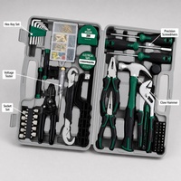 Lot de 166 outils ménagers verts en gros – Kit de réparation domestique avec clé à douille, tournevis, marteau, pinces et testeur de tension – OEM