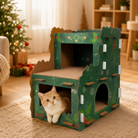 Mobilier pour animaux de compagnie en papier, design personnalisé, festif, à double étage et multi-niveaux, maison-griffoir pour chat