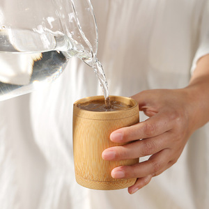 Hand Polished Bamboo <b>Teacups</b> Set Reusable Natural Tableware For Tea Ceremony Gift - Product Image 5