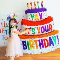 Décorations de gâteau d'anniversaire en plastique, ballons d'âge, aménagement de scène de fête, toile de fond numérique, accessoires de photographie créatifs pour créer une ambiance