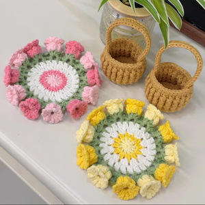 Set di Sottobicchieri all'Uncinetto con Fiori, Design Floreale 3D in Cotone, Decorazione Boho per Tavolino <span class=keywords><strong>da</strong></span> Caffè - Product Image 3