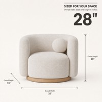 Fauteuil pivotant moderne en tissu, fauteuil rond rembourré, siège d'appoint pour salon