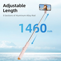 Bâton de selfie tout-en-un 57.48 "extensible et pliable avec télécommande sans fil Support pour smartphone Compatible iPhone Android