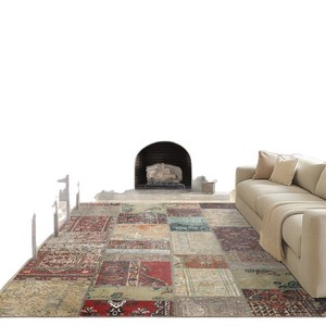 พรมปูพื้นสไตล์อเมริกันเรโทรลายโมร็อกโก รูปทรงสี่เหลี่ยมผืนผ้า ทำจากเส้นใยโพลีเอสเตอร์ สำหรับตกแต่งบ้าน ห้องนั่งเล่น โซฟา ห้องนอน ห้องน้ำชา - Product Image 1