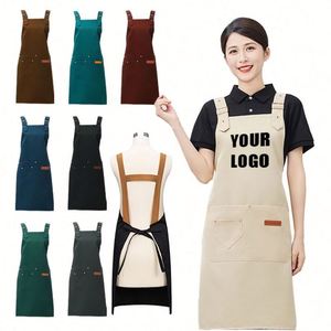 Hot Sale Waiter Waterproof Canvas Restaurant Cooking <b>Kitchen</b> <b>Apron</b> Work Clothes Unisex With Custom Logo - Product Image 1