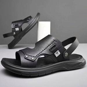 Sandales pour hommes à bride en T, en cuir véritable, à bout ouvert, semelle extérieure en caoutchouc antidérapante, chaussures décontractées pour l'extérieur, modèle 9927 - Product Image 3
