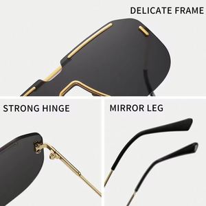 Gafas de Sol Personalizadas con Logotipo, Moda 2025, Montura Grande Sin Aro de Aleación Vintage, Lentes Cuadradas con Degradado UV400 para Mujer - Product Image 6