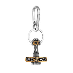 Llavero con Martillo de Thor Vikingo Nórdico, Acero Inoxidable, Runas Celtas, Correa de Cuero, Accesorio de Regalo Unisex - Product Image 5
