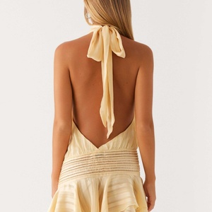 Vestido Mini Halter de Verano 2025 de Alta Calidad para Mujer, Tejido Natural, Espalda Descubierta, Casual, Elegante y Sexy - Product Image 6