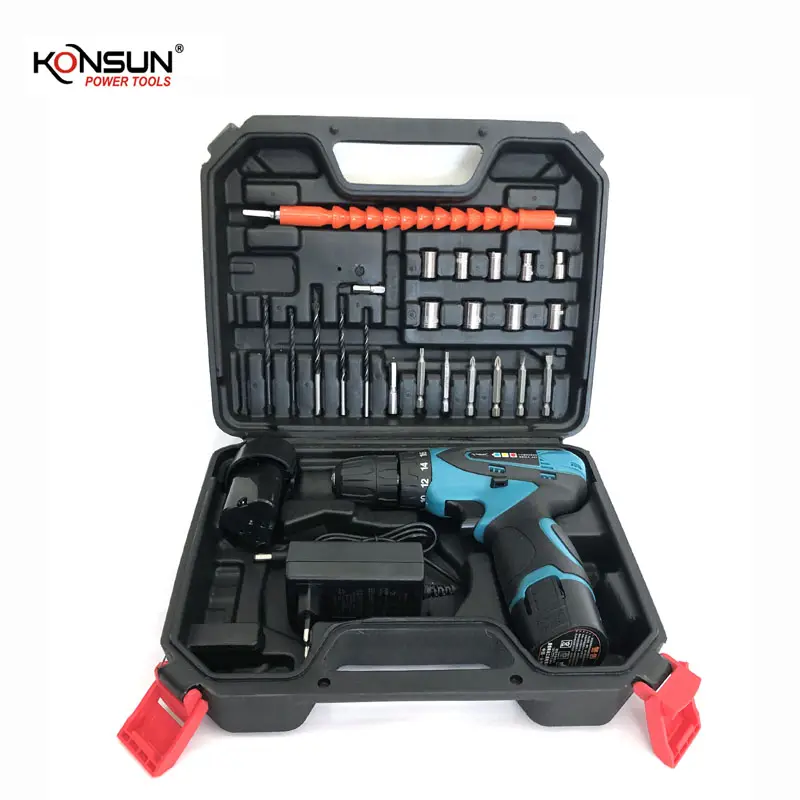 KONSUN 72007 professional 12v Li-ion battery mini electric cordless drill tool set