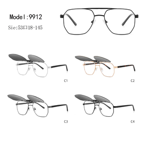Unisex Rectangle Metal Frame <b>Clip</b>-on Sunglasses <b>Mirror</b> Lenses UV400 Protection Full Rim Adult Sun Protection Style - Product Image 3