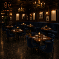 Ensemble de meubles de restaurant sur mesure Ron Group, chaise en velours confortable, banquette rembourrée en forme de L, table carrée en bois
