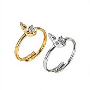 Anillo Ajustable de Acero Inoxidable para Mujer, con Zirconia, Color Oro 18K y Plata, Diseño de Animal del Zodiaco, Pájaro, Joyería de Moda que Combina con Todo, de Fábrica - Product Image 1