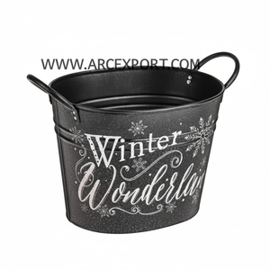 Seau à glace galvanisé Décoration classique bon marché Designer Décoration de Noël Mariage et fête Design Seau à glace fantaisie Couleur grise - Product Image 1