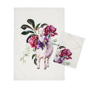 مناشف شاي رخيصة مخصصة عالية الجودة بسعر الجملة منشفة شاي مطبخ من القطن الكتاني مطبوعة - Product Image 1