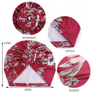 Wholesale Ready Ship Women Turban Pattern Printed African Knot Headwrap Twist Knot Beanie Pre-<b>Tied</b> Bonnet Cap Outdoor - Product Image 2
