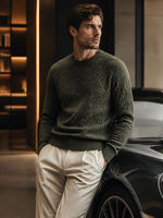Pull à col rond structuré 3D pour homme, pull en cachemire et laine mérinos à tricot épais pour l'automne et l'hiver