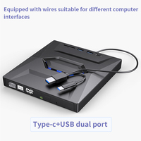 Unidad de DVD Externa TISHRIC, Grabadora y Lectora de CD/DVD, Tipo C/USB3.0, Reproductor Externo de CD y DVD, Compatible con Lector de Tarjetas Tipo C USB SD TF