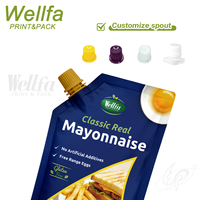 Sachet Doypack personnalisé en aluminium imprimé OEM avec bec verseur pour mayonnaise, sauce barbecue, ketchup, et sauces liquides, qualité alimentaire, pour salades
