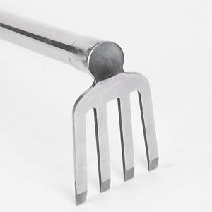Râteau de jardin en acier inoxydable à 3 dents, outil agricole pour le désherbage, le creusement et la plantation, utilisation en extérieur - Product Image 1