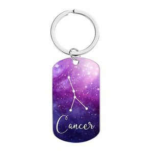 <span class=keywords><strong>Portachiavi</strong></span> con Segno Zodiacale e Design Costellazione Galattica, Ciondolo Astrologico in Acciaio Inossidabile per Donne e Uomini - Product Image 3