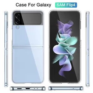 Casing keras bening untuk Galaxy Z Flip 5 z flip 6, casing ponsel PC lipat transparan penutup ponsel untuk Samsung Z Flip 4 z flip 5