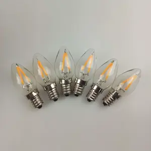 Lampu indikator LED lilin Mini C7 bohlam lampu malam E12 E14 0.6W 1W 110V 220V lampu Natal diganti bohlam LED kaca berwarna
