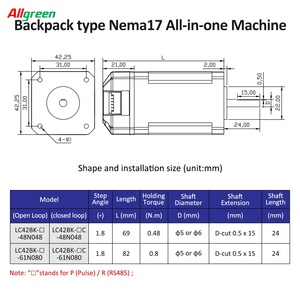 Controlador de Motor Paso a Paso Integrado de Bucle Abierto/Cerrado Nema17 de Alto Torque DC20-30V 1.2A 1000PPR 0.48/0.8N.m 2 Fases Pulso RS485 - Product Image 6