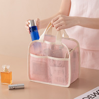 Trousse de Maquillage Moderne en PVC à Mailles Ouvertes, Respirante, Grande Capacité, avec Drainage, Idéale pour les Voyages