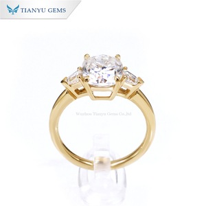 Tianyu tùy chỉnh thực hiện 10k 14k 18K vàng rắn Nhẫn đính hôn kéo dài đệm cắt vvs moissanite kim cương Quà tặng đám cưới - Product Image 2