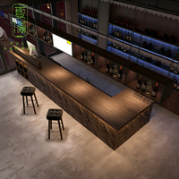 Comptoir de bar moderne en marbre courbé avec barre en fer et éclairage LED, comptoir d'accueil lumineux pour restaurant, hôtel, centre commercial, lieux commerciaux
