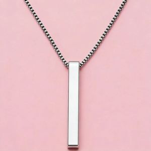 Collier pendentif rectangulaire en acier inoxydable Maille <span class=keywords><strong>gourmette</strong></span> Bijoux pour homme Cadeau de fête - Product Image 1