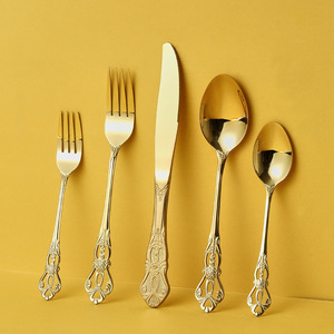 Nordic Gold Cutlery <b>Fork</b> <b>Spoon</b> Knife Silverware Stainless Steel Cutlery <b>Set</b> for Wedding - Product Image 2