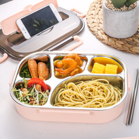 Boîte de rangement anti-fuite pour enfants, contenant alimentaire en acier inoxydable 304, thermos, boîte de rangement de snacks à Bento avec 2/3/4/5 compartiments pour les enfants