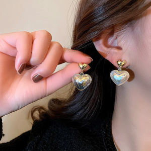 ต่างหูเซอร์โคเนียทรงหยดน้ำประดับมุกแท้หรูหรา,ต่างหูรูปทรงเรขาคณิตรูปหัวใจ Cz แวววาวใหม่ - Product Image 4