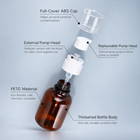 Ensemble de flacons en plastique PET pour cosmétiques, lotions, sérums et crèmes, avec compte-gouttes et vaporisateur, couleur marron ambré, 40ml, 60ml, 100ml, 150ml