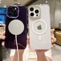 Coque de téléphone de charge sans fil magnétique transparente couleur claire Pc couverture rigide pour Apple Iphone 11 12 13 14 15 Pro Max Plus