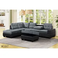 Ensemble de canapé convertible en tissu velours, meubles de salon dormeur, canapé américain, canapé sectionnel de salon, noir et gris, luxe moderne