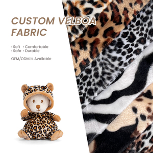 Offre Spéciale 100% Polyester Fausse Fourrure <span class=keywords><strong>Tissu</strong></span> Rembourrage <span class=keywords><strong>Léopard</strong></span> Animal Impression Peluche Velours <span class=keywords><strong>Tissu</strong></span> - Product Image 1