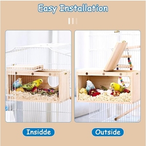 Şeffaf ahşap kuş evi şakayık papağan güvercin yetiştiriciliği kuluçka kutusu ile düğme kapatma sıcak ahşap kuş taşıyıcı - Product Image 6
