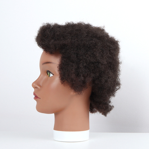 Cosmetología barata 100% Cabello humano African American Salon Práctica Peluquería Trenzado Afro Wave Entrenamiento Maniquí Muñeco - Product Image 6