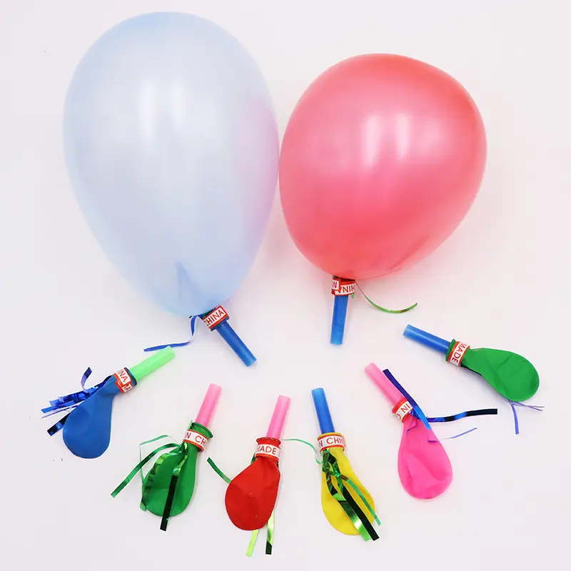 Gold pfeife Großhandel Kinder Audio-Spielzeug bläst Latex Luftballons Baby alles Gute zum Geburtstag Party liefert
