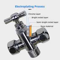 Raccord en T en laiton anti-fuite pour bidet, vanne de distribution d'eau à compression 3/8 po pour bricolage salle de bain