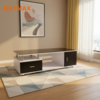 Ensemble Salon Moderne Meuble TV en Mélaminé MDF avec Plateau en Verre et Table Basse