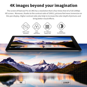 Tablette graphique à écran Huion <span class=keywords><strong>Kamvas</strong></span> Pro 16 4K 15,6 pouces pour la conception 3D, la conception de mode, le dessin d'artistes - Product Image 3