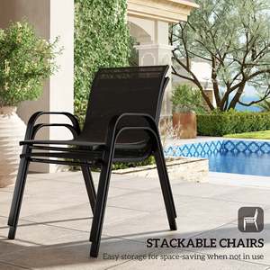 AJUNION all'ingrosso 4 pezzi in rete traspirante esterno Set di mobili <span class=keywords><strong>da</strong></span> <span class=keywords><strong>giardino</strong></span> impilabili poltrone in acciaio verniciato a polvere Set <span class=keywords><strong>da</strong></span> <span class=keywords><strong>salotto</strong></span> per balcone - Product Image 3